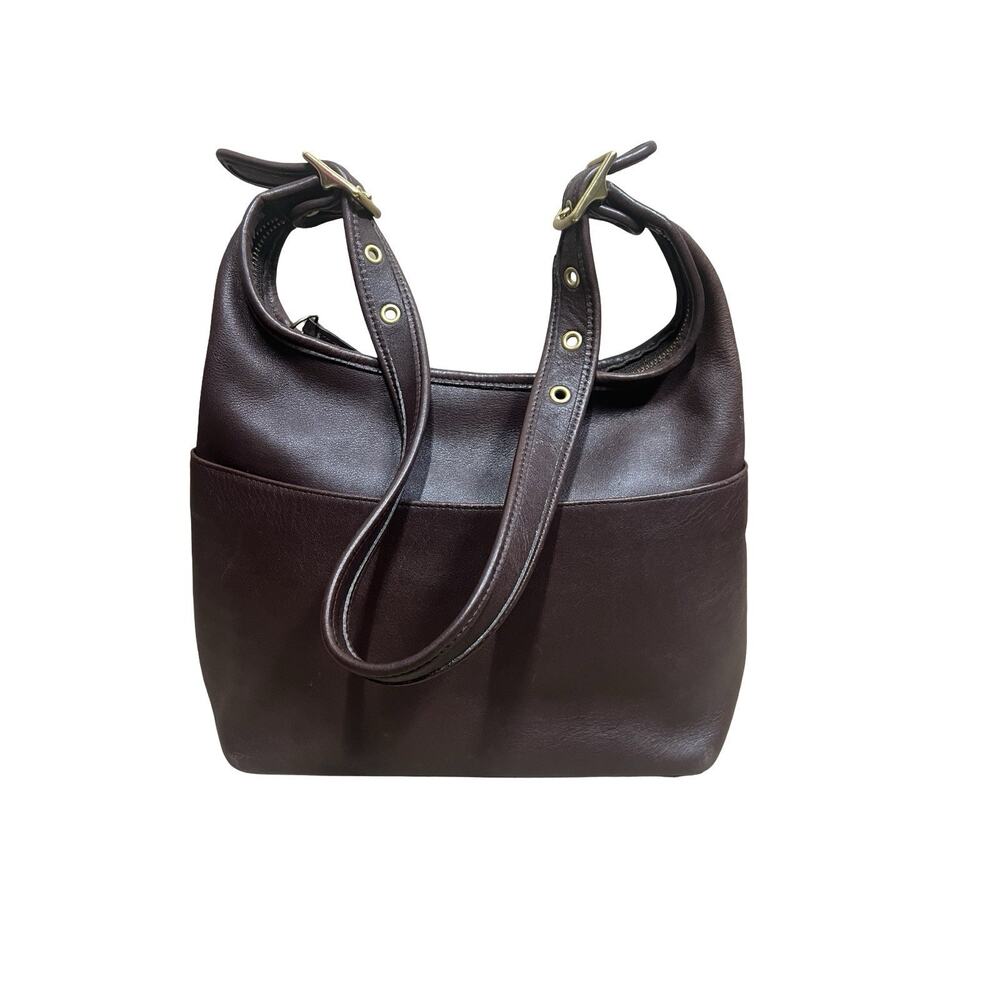 COACH VTG #9058 Legacy Leather Zip Top Hobo Shoulder Bag Dark Brown USA Brass - Picture 7 of 15